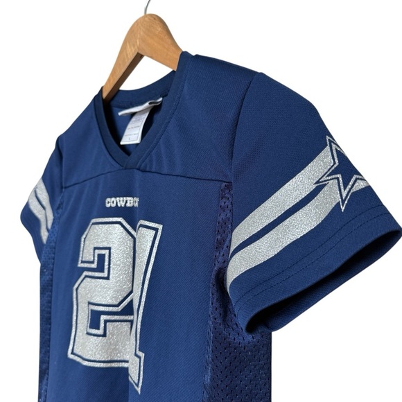 Dallas Cowboys Ezekiel Elliott Youth Girls Jersey Navy Blue Size L NFL Athletic - Picture 2 of 7